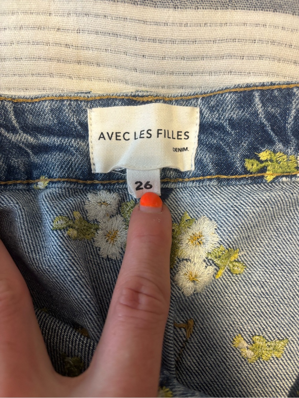 Avec Les Filles Floral Print Denim Barrel Jeans size 26 - Picture 5 of 7